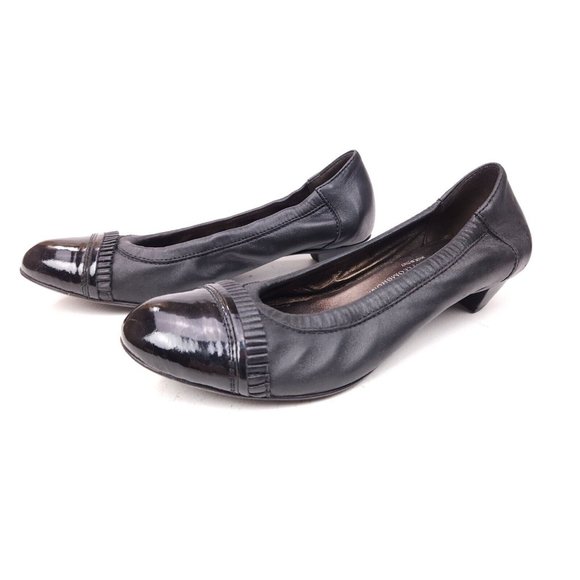 AGL Attilio Giusti Leombruni Black Ballet Cap Toe Heels Ruffle Sz 36 US 6 - Picture 3 of 9